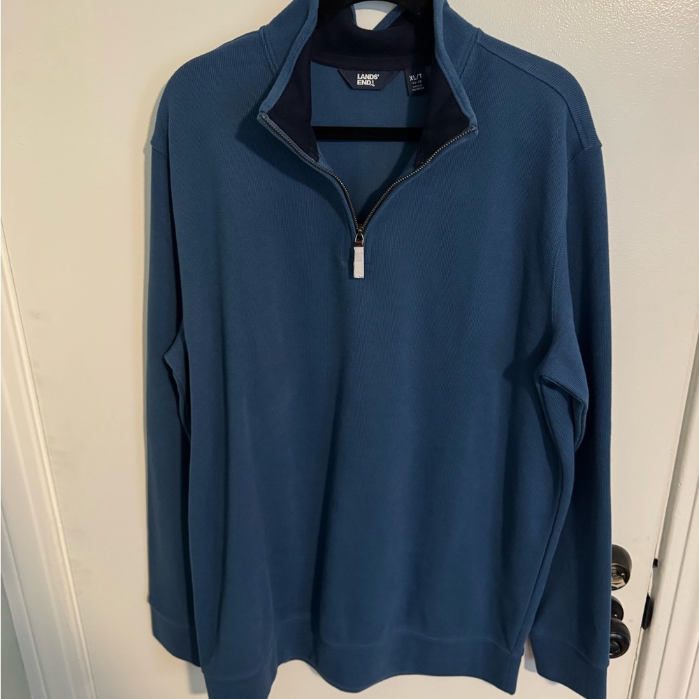 Lands' End Men's Deep Blue Zip-Up Sweater